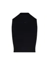 Courrèges Fitted Black Crop Top With Ribbed Texture In Black  