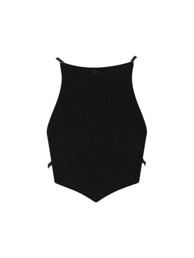 COURRÈGES COURRÈGES LOGO CROP TOP – BLACK