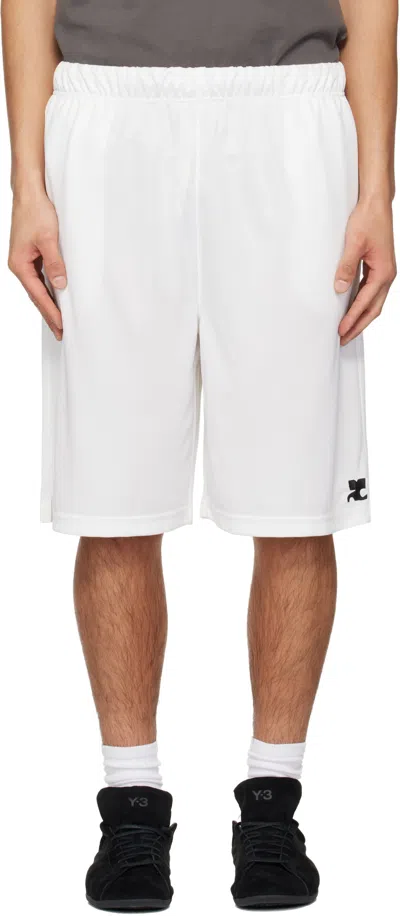 Courrèges Logo Detail Drawstring Shorts In White