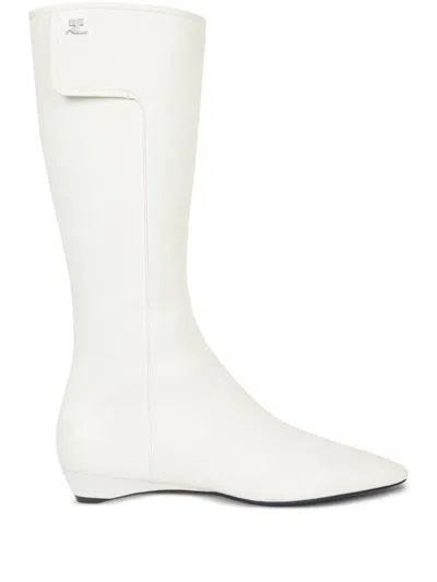 Courrèges Logo-detail Flat Boots In White