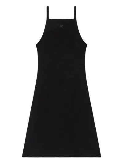 Courrèges Logo-detail Mini Dress In Black