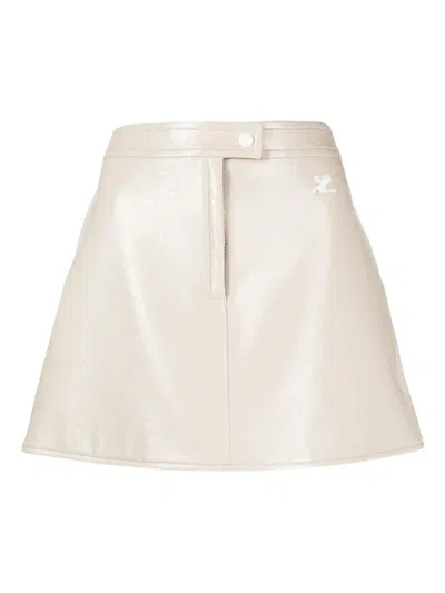 Courrèges Logo-detail Mini Skirt In Neutral