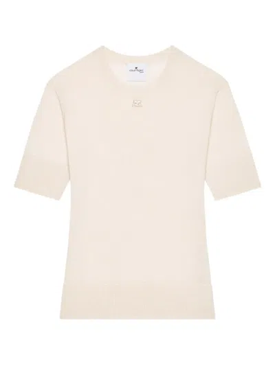 Courrèges Logo-detail T-shirt In Neutral
