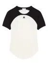 Courrèges Circle Contrast Long Sleeve T-shirt With Logo Print In White