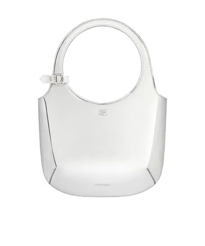Courrèges Logo Detailed Metallic Shoulder Bag In No