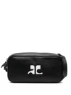 Courrèges Rectangular Calf Leather Shoulder Bag In Black