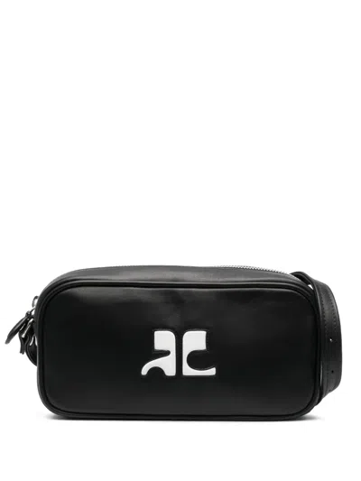 Courrèges Logo-embellished Shoulder Bag In Black