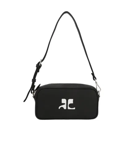 Courrèges Logo-embellished Shoulder Bag In Black
