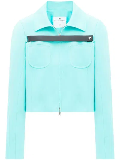 Courrèges Strap-detail Zip-up Jacket In Blue