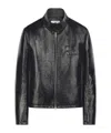 Courrèges Logo-embossed Patent Biker Jacket In Black