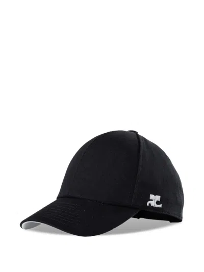 Courrèges Logo-embroidered Baseball Cap In 9999 Black