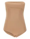 Courrèges Strapless Seamless Bodysuit Top In Brown