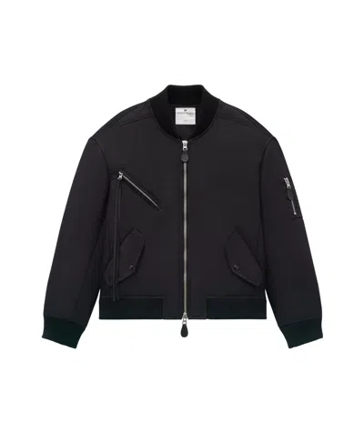 Courrèges Logo-embroidered Bomber Jacket In Black