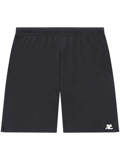 Courrèges Logo-embroidered Casual Shorts In Black