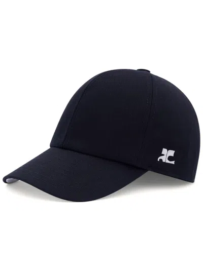 Courrèges Logo-embroidered Cotton Baseball Cap In Black