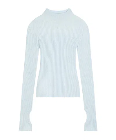 Courrèges Logo-embroidered Cotton-blend Jumper In Blue