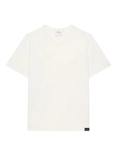 Courrèges Logo-embroidered Cotton T-shirt In White