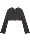 Courrèges Logo-embroidered Cropped Jumper In Black