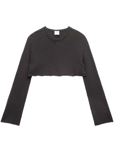 Courrèges Logo-embroidered Cropped Jumper In Black