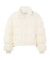 Courrèges Logo-embroidered Cropped Puffer Jacket In White