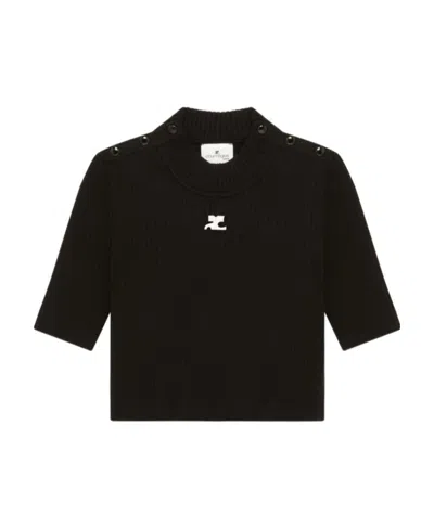 COURRÈGES COURRÈGES RIBBED KNIT CROPPED JUMPER