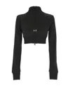 Shop Courrèges Logo-embroidered Cropped Zip-up Jacket In Black