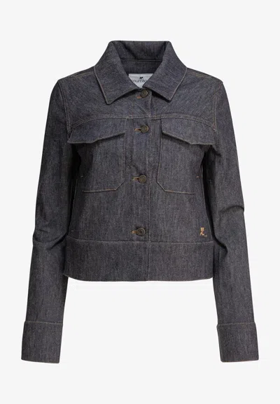 COURRÈGES LOGO EMBROIDERED DENIM JACKET
