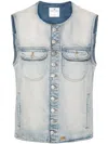 Courrèges Logo-embroidered Denim Vest In Blue