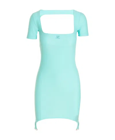 Courrèges Logo-embroidered Flared Mini Dress
