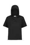 Courrèges Courregès Cotton Hooded T-shirt In Nero