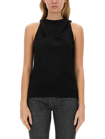 Courrèges Courreges Logo Embroidered Hooded Tank Top In Black