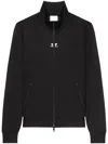 Courrèges Logo-embroidered Zipped Hoodie In 黑色