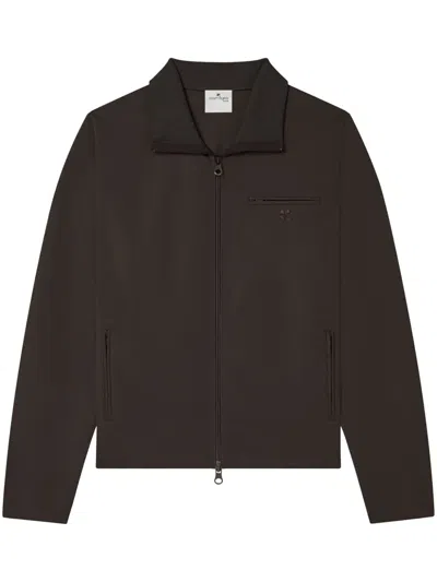 Courrèges Logo-embroidered Jersey Jacket In Brown