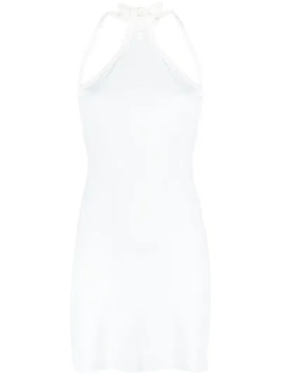 Courrèges Logo-embroidered Jersey Minidress In Blue