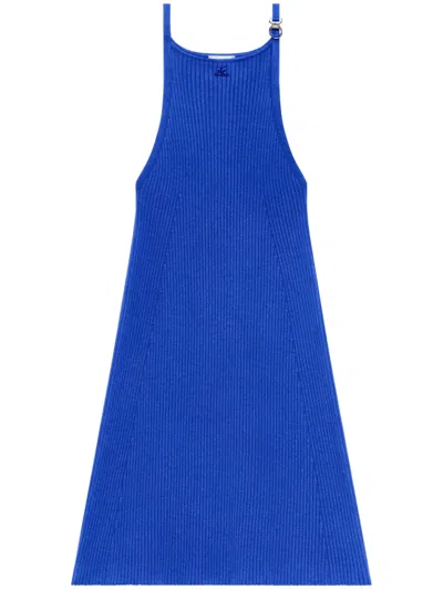 Courrèges Minikleid Mit Logo-stickerei In Blau