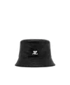 Courrèges Logo-embroidered Patent Bucket Hat In Black