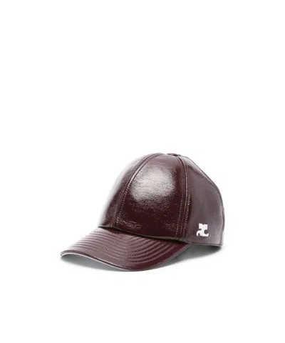 Courrèges Logo-embroidered Patent Cap In Multicolor