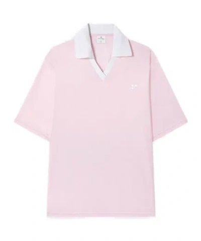 Courrèges Logo Embroidered Polo Shirt In Pink