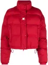 Courrèges Logo-embroidered Quilted Padded Jacket In Rot