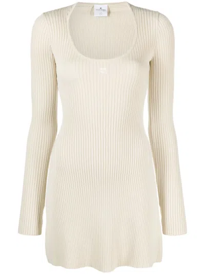 Courrèges Holistic Rib Knit Dress In Oat_meal