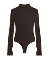 Courrèges Ribbed High Neck Long Sleeve Bodysuit In Black