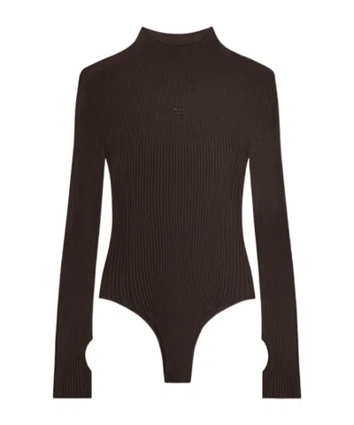 COURRÈGES LOGO-EMBROIDERED RIBBED BODY