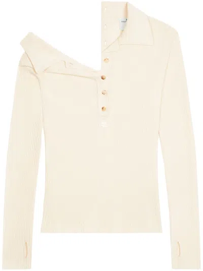 Courrèges Logo-embroidered Ribbed Jumper In White