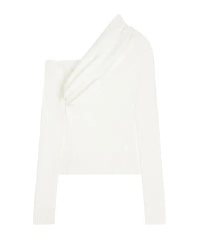 Courrèges Logo-embroidered Ribbed Jumper In White