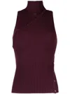 Courrèges Logo-embroidered Ribbed Tank Top In Red