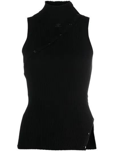 Courrèges High-neck Sleeveless Jumper In Black
