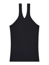 Courrèges Ribbed Tank Top With Zipper On The Neckline In Black