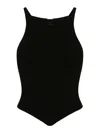 Courrèges Signature Rib Knit Viscose Top In Black