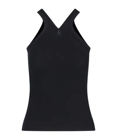 【送料&関税込】CourrA¨ges Black Stretch Cotton Tank Top Z Supply Myra Cropped Tank Top - Women's Tank Tops in Black
