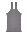Courrèges Logo-embroidered Ribbed Tank Top In Gray